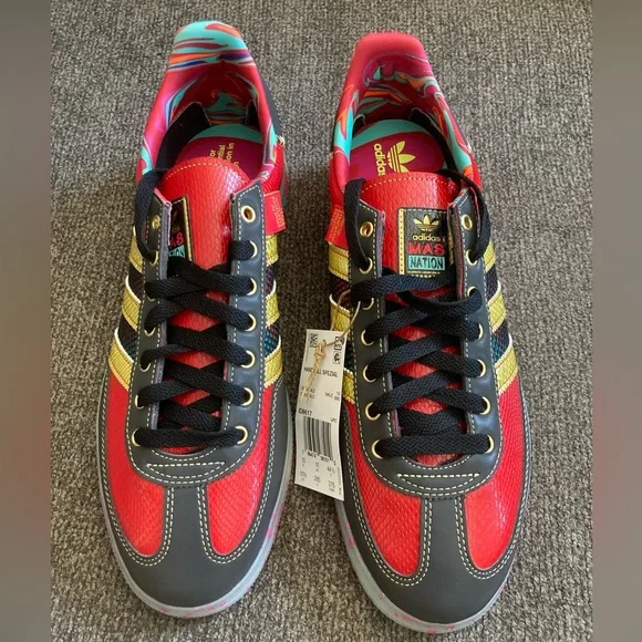 New! S.E.E.D. X ADIDAS Handball Spezial Scarlet Paint Splatter Men's 10.5 ID8617 - Picture 3 of 8